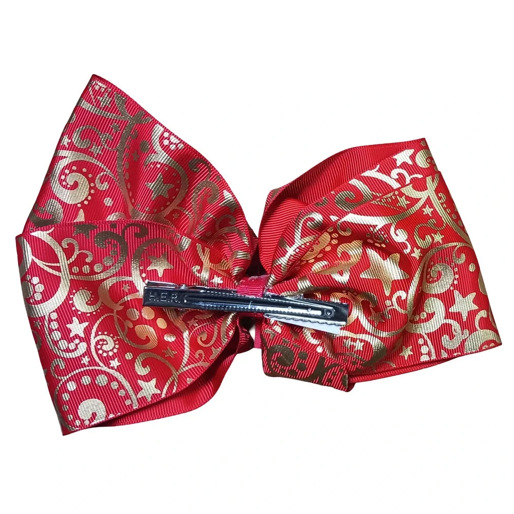 JoJo Siwa Holiday Hair Bow Red Gold Christmas Large Justice Exclusive w/Bells